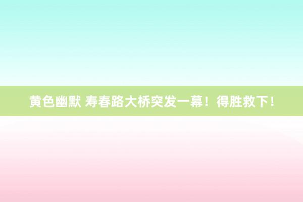 黄色幽默 寿春路大桥突发一幕！得胜救下！
