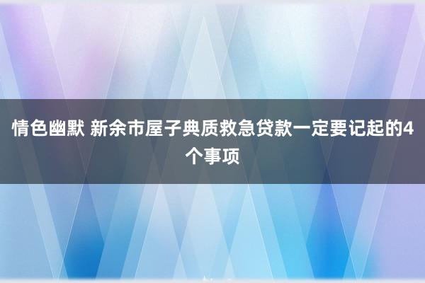 情色幽默 新余市屋子典质救急贷款一定要记起的4个事项