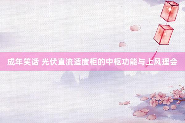 成年笑话 光伏直流适度柜的中枢功能与上风理会
