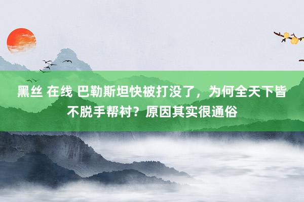 黑丝 在线 巴勒斯坦快被打没了，为何全天下皆不脱手帮衬？原因其实很通俗
