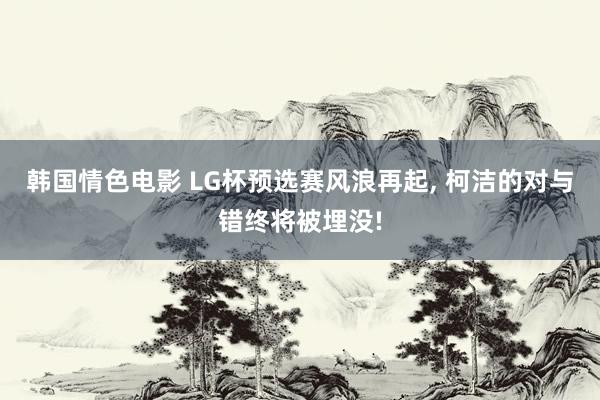 韩国情色电影 LG杯预选赛风浪再起, 柯洁的对与错终将被埋没!