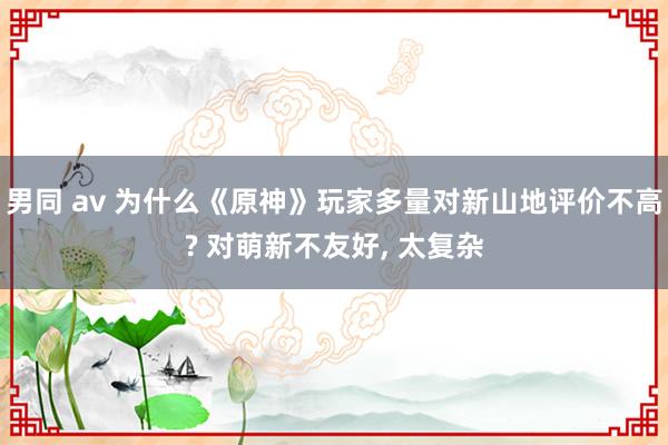 男同 av 为什么《原神》玩家多量对新山地评价不高? 对萌新不友好, 太复杂